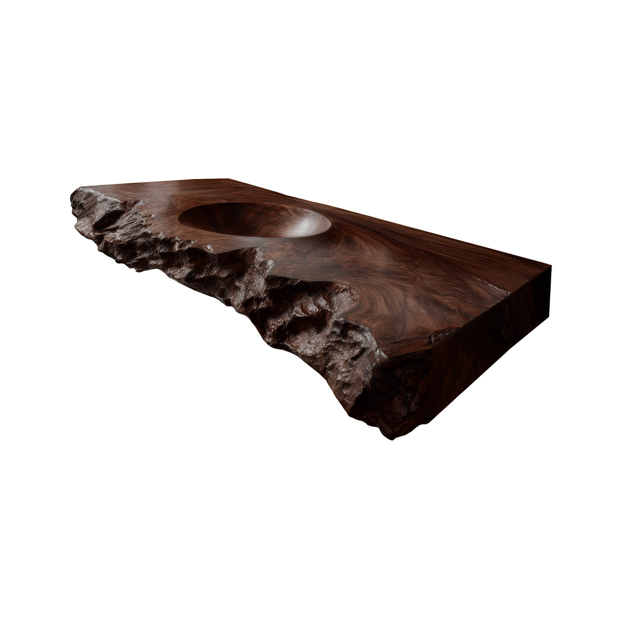 Tharven Rustic Live Edge Solid Wood Floating Bathroom Vanity with Integrated Sink Dark Walnut - Timberustic Floating Bathroom Vanity with Integrated Sink