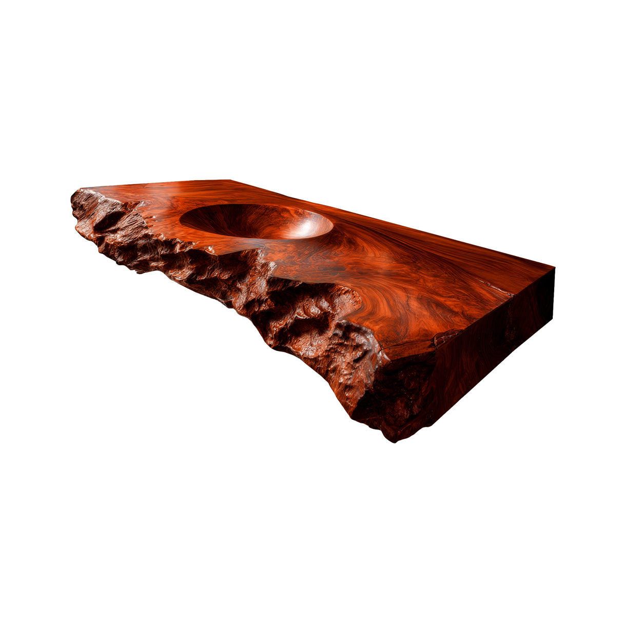 Tharven Rustic Live Edge Solid Wood Floating Bathroom Vanity with Integrated Sink Mahogany - Timberustic Floating Bathroom Vanity with Integrated Sink