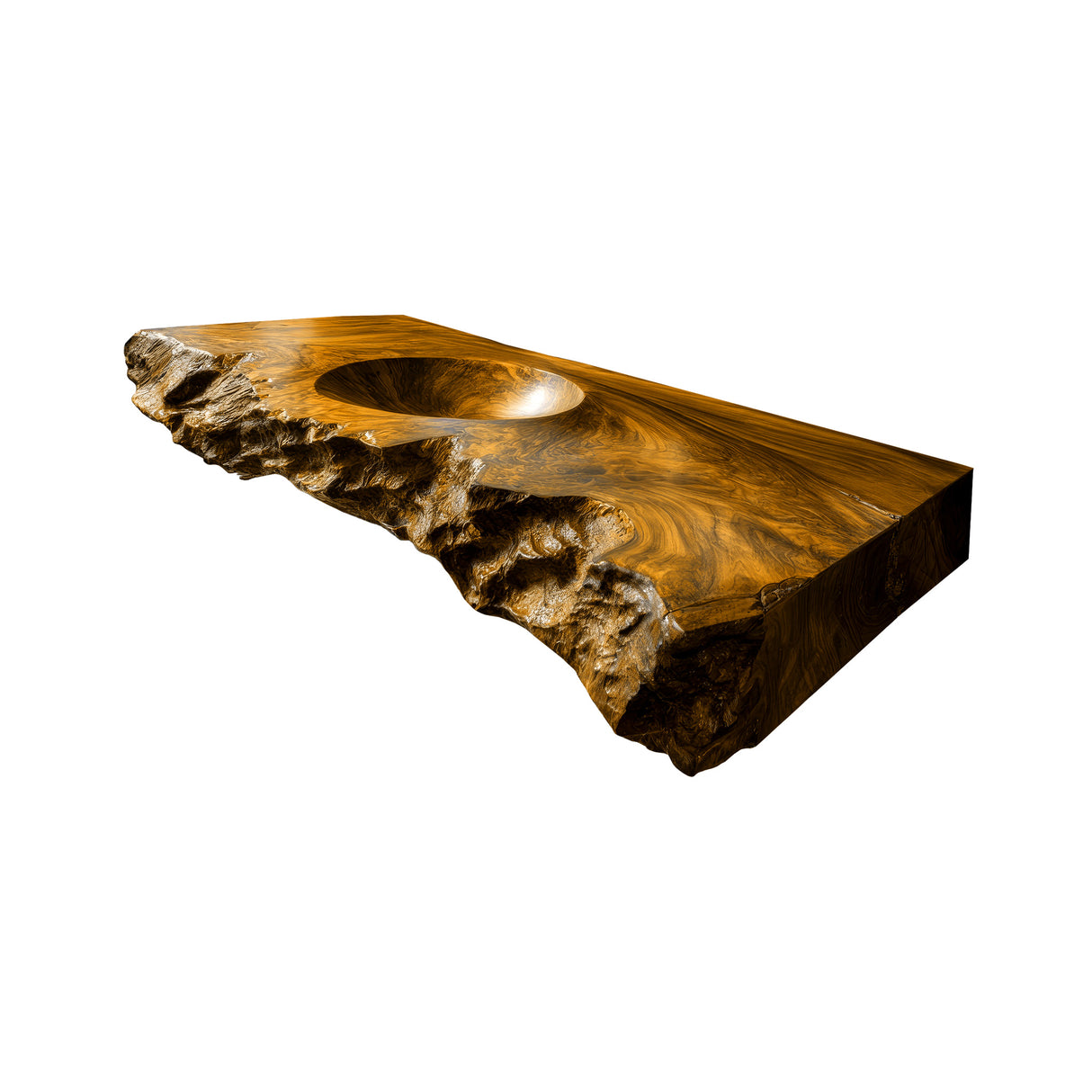 Tharven Rustic Live Edge Solid Wood Floating Bathroom Vanity with Integrated Sink Teak - Timberustic Floating Bathroom Vanity with Integrated Sink