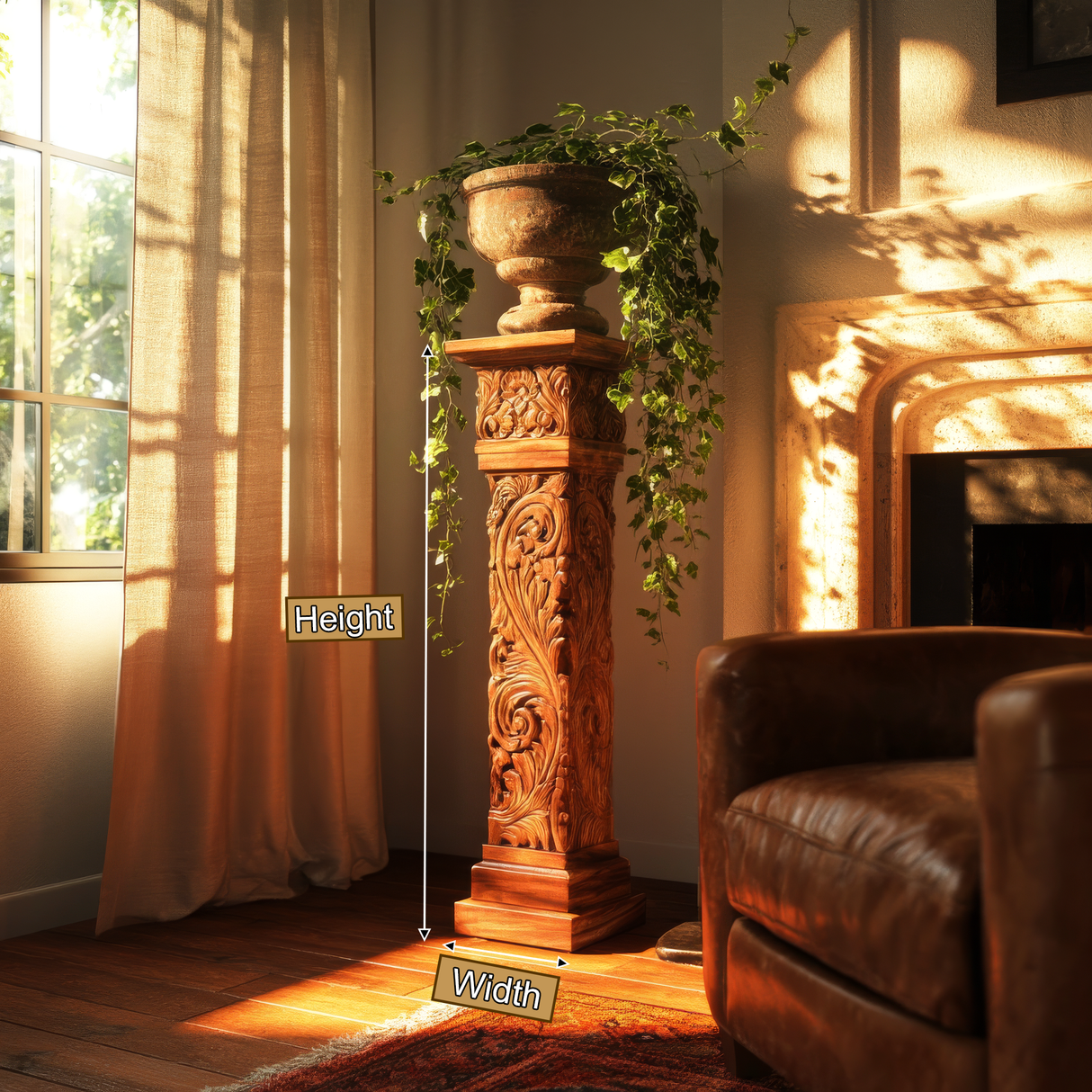 Thavion Handcrafted Solid Wood Pedestal Stand - Timberustic Pedestal Stand