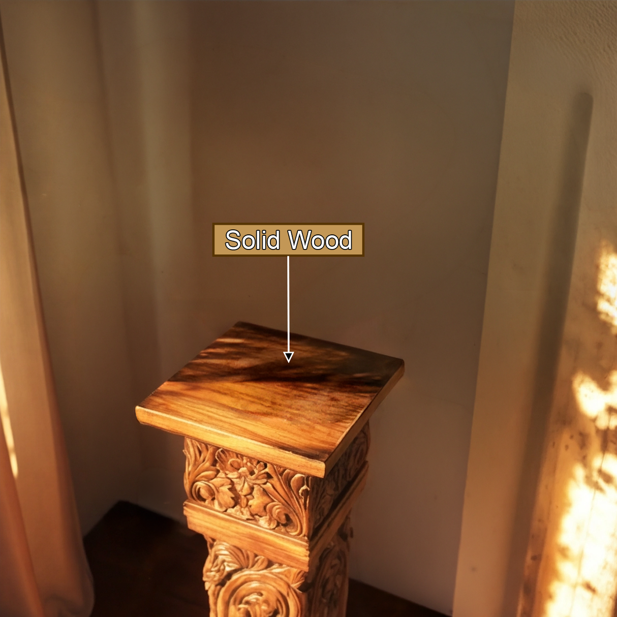 Thavion Handcrafted Solid Wood Pedestal Stand - Timberustic Pedestal Stand