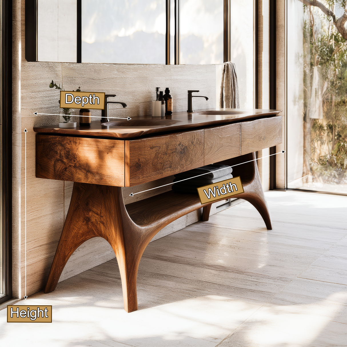 Theron Sculpted Solid Wood Freestanding Bathroom Vanity with Drawers - Timberustic Freestanding Bathroom Vanity with Drawers