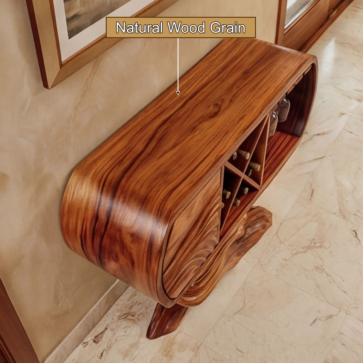 Theryn Handcrafted Solid Wood Bar Cabinet