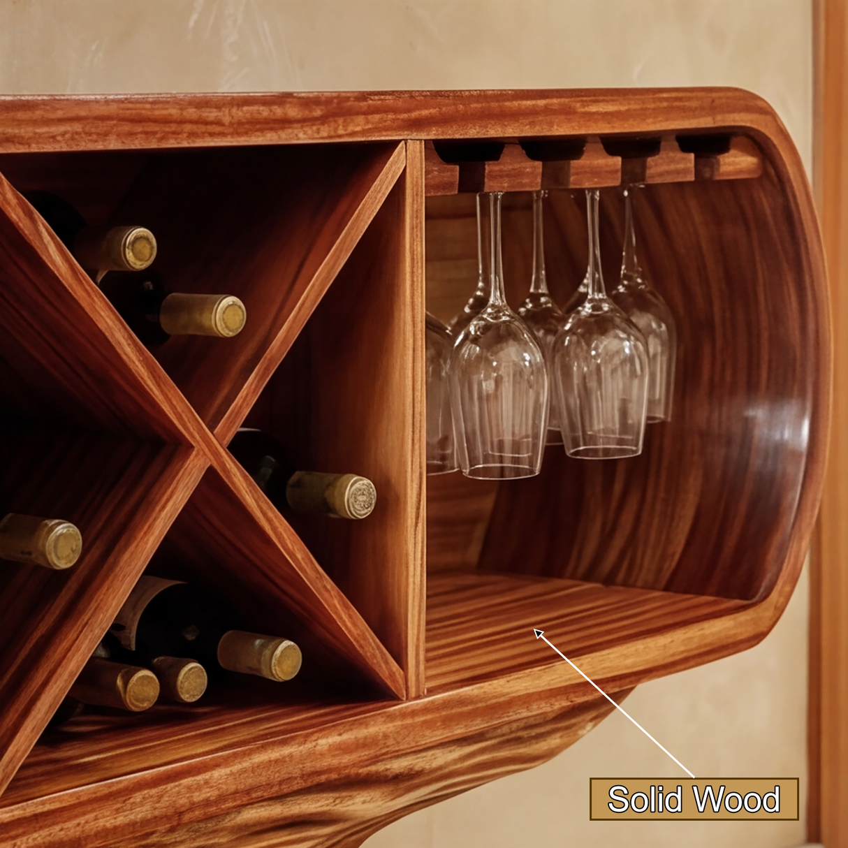 Theryn Handcrafted Solid Wood Bar Cabinet