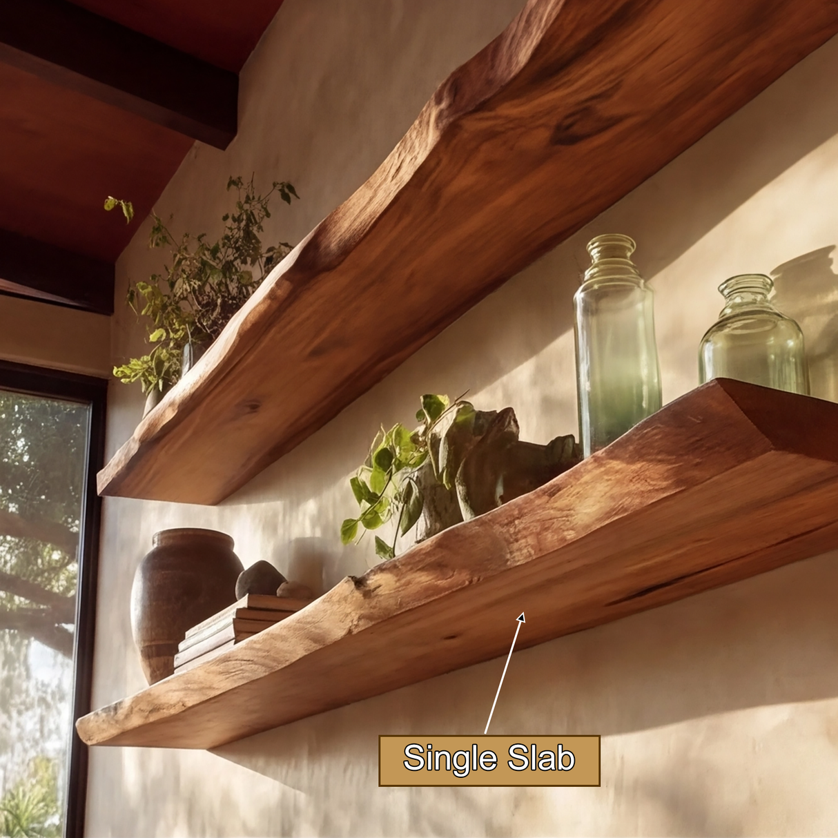 Theryn Live Edge Solid Wood Floating Shelf SPA401456 - Timberustic Floating Shelf