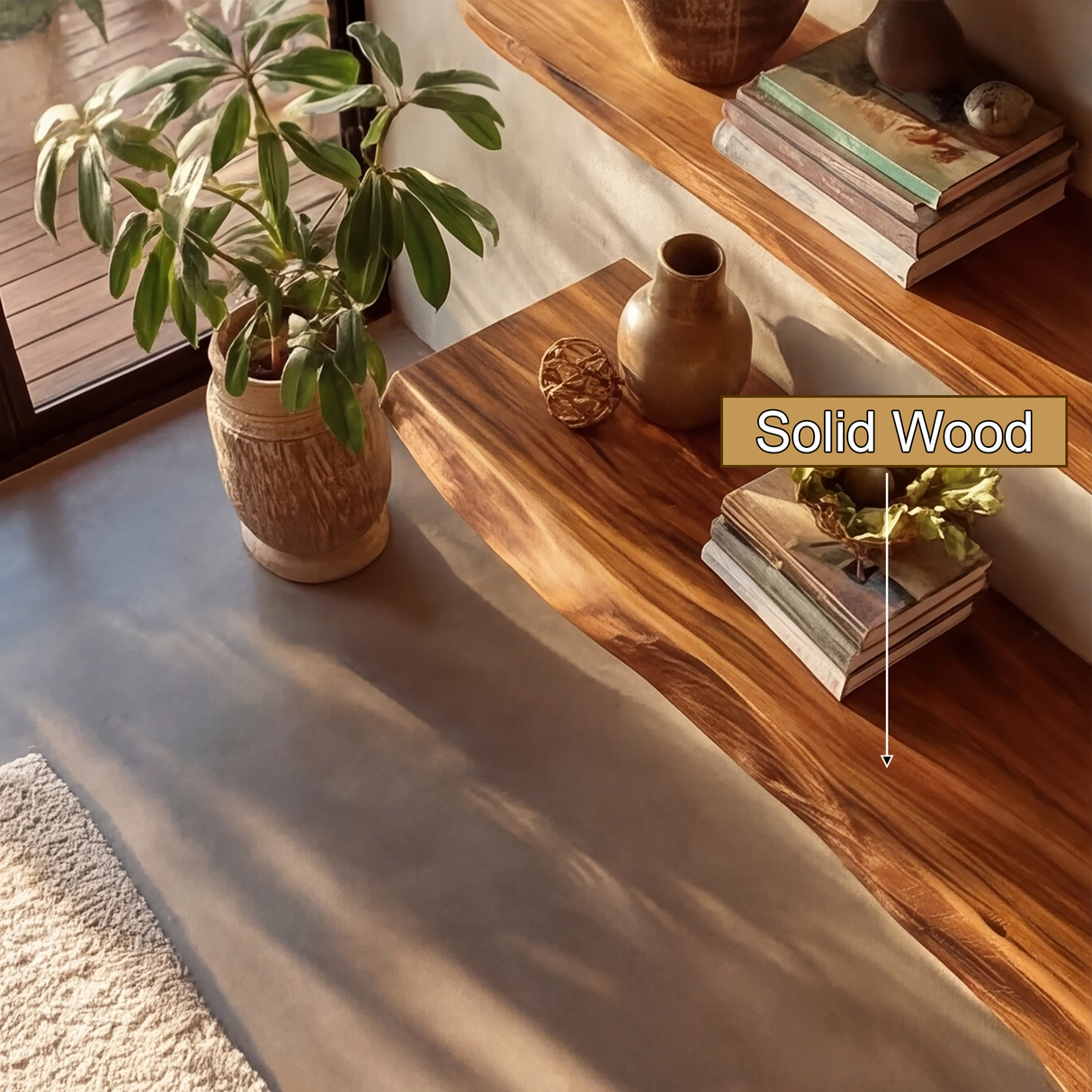 Theryn Live Edge Solid Wood Floating Shelf SPA401456 - Timberustic Floating Shelf