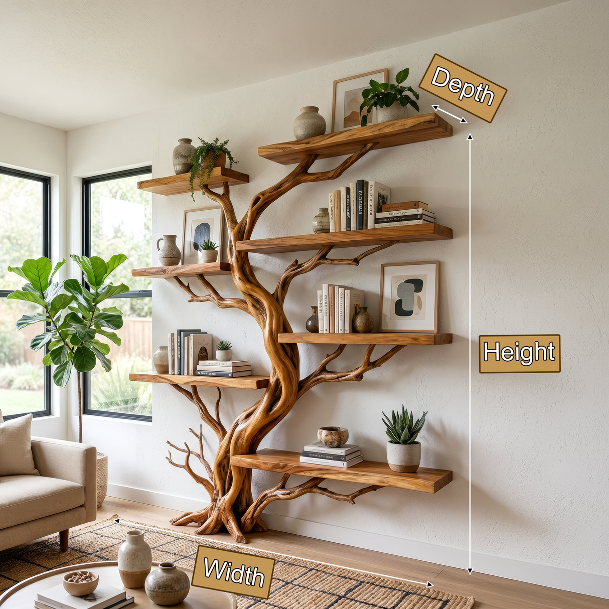 Thornhollow Handcrafted Solid Wood Tree Bookshelf
