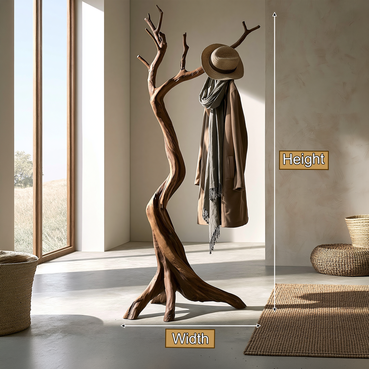 Thornvale Sculpted Solid Wood Tree Coat Rack - Timberustic Tree Coat Rack
