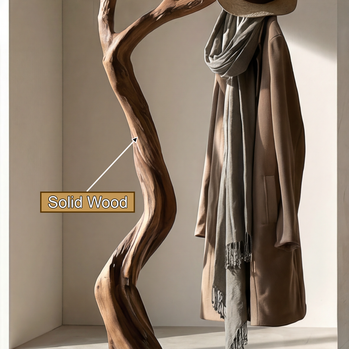 Thornvale Sculpted Solid Wood Tree Coat Rack - Timberustic Tree Coat Rack