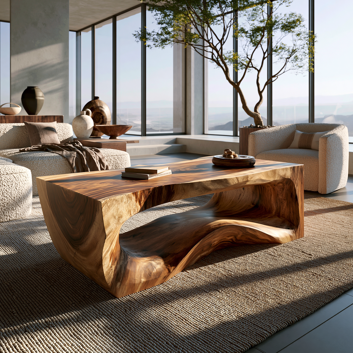 Thornveil Sculpted Solid Wood Coffee Table - Timberustic Coffee Table