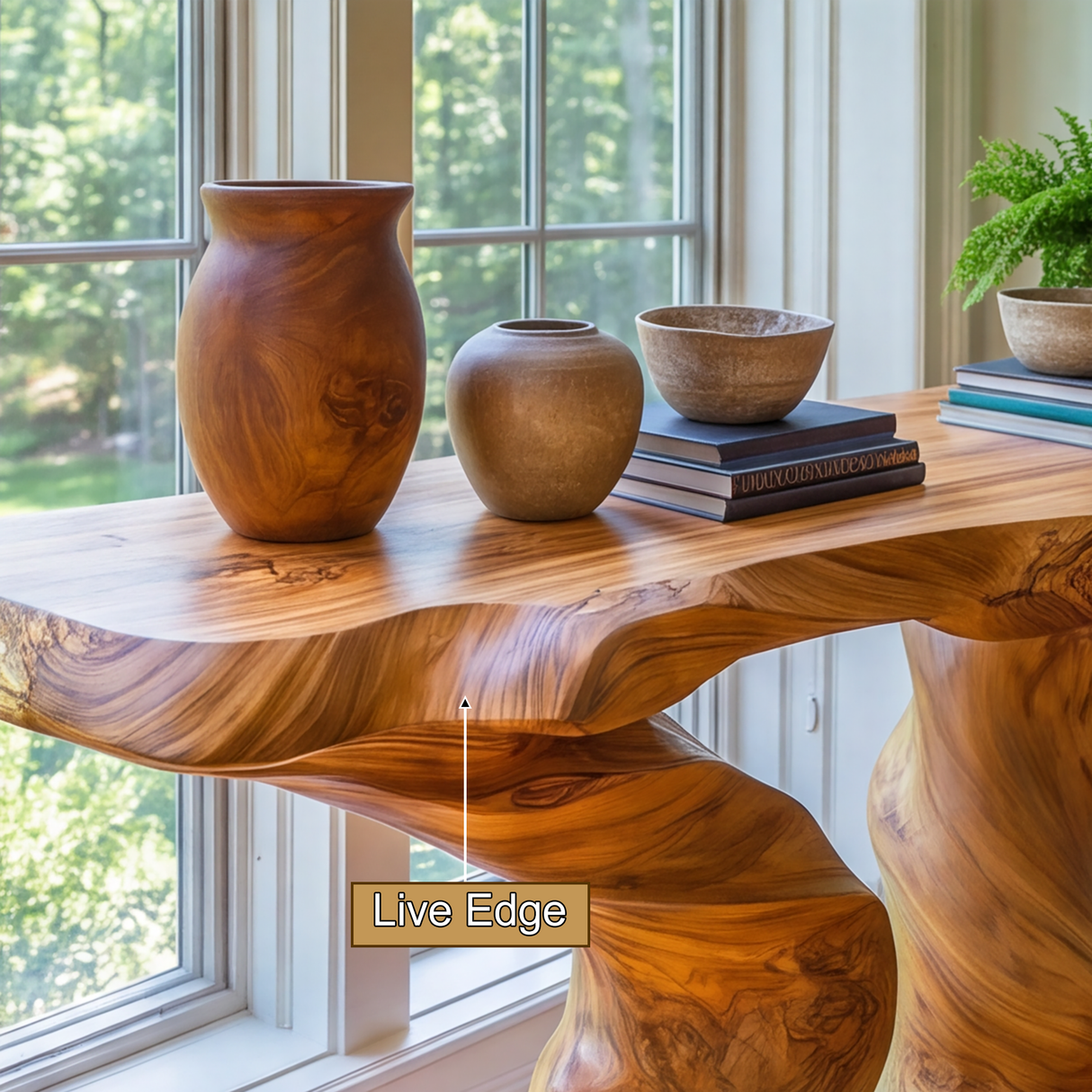 Thornveil Sculpted Solid Wood Console Table