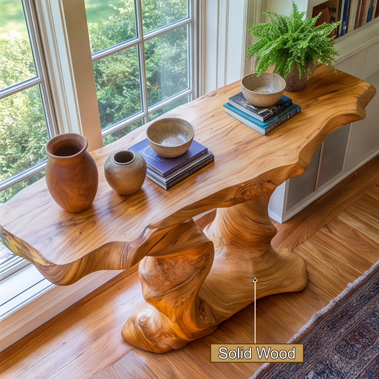 Thornveil Sculpted Solid Wood Console Table