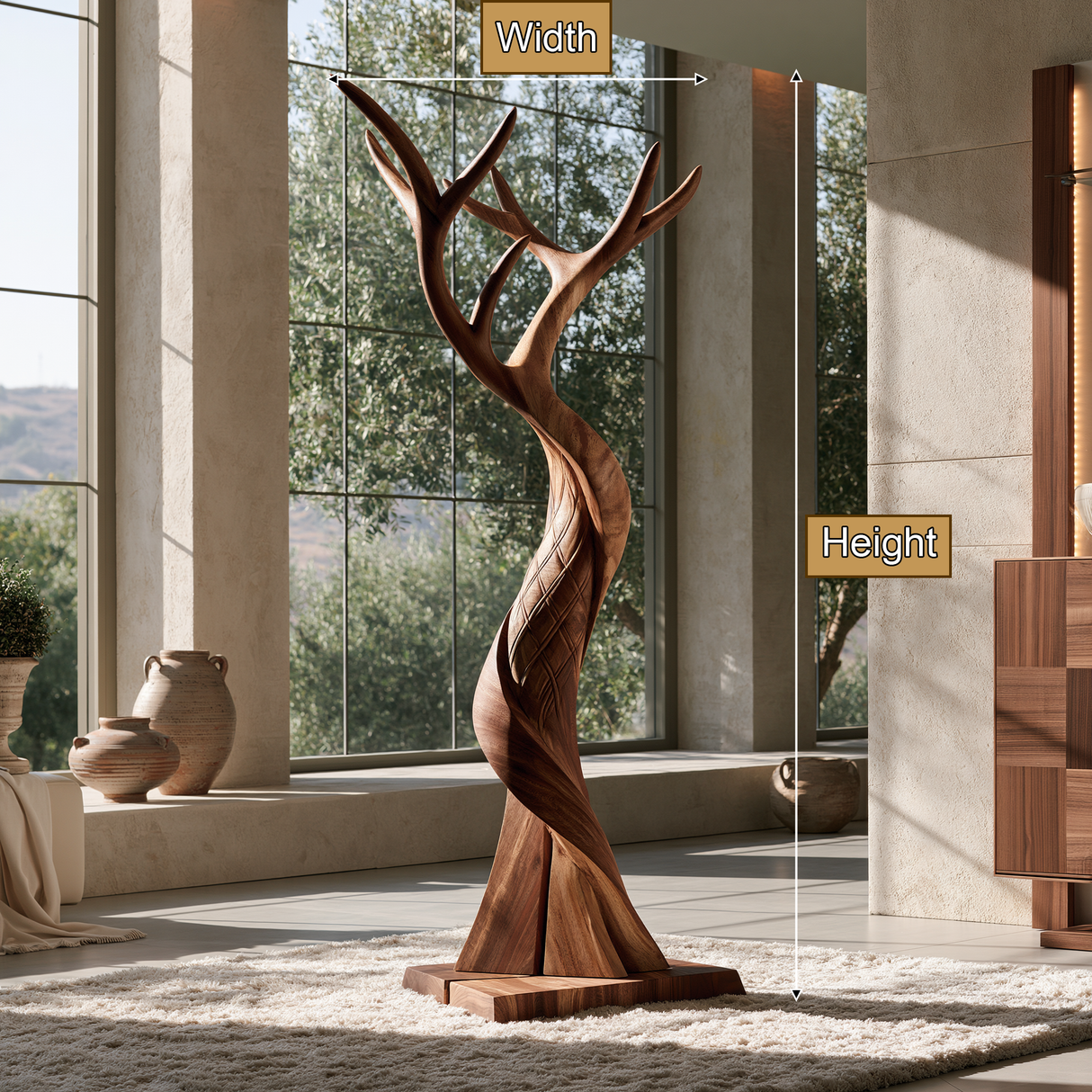 Thornwyn Handcrafted Sculpted Solid Wood Tree Coat Rack