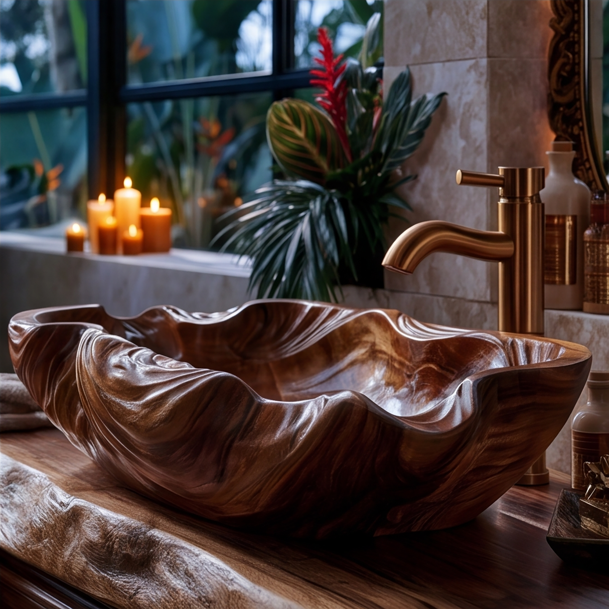 Tidecarve Handcrafted Solid Wood Vessel Sink - Timberustic Vessel Sinks