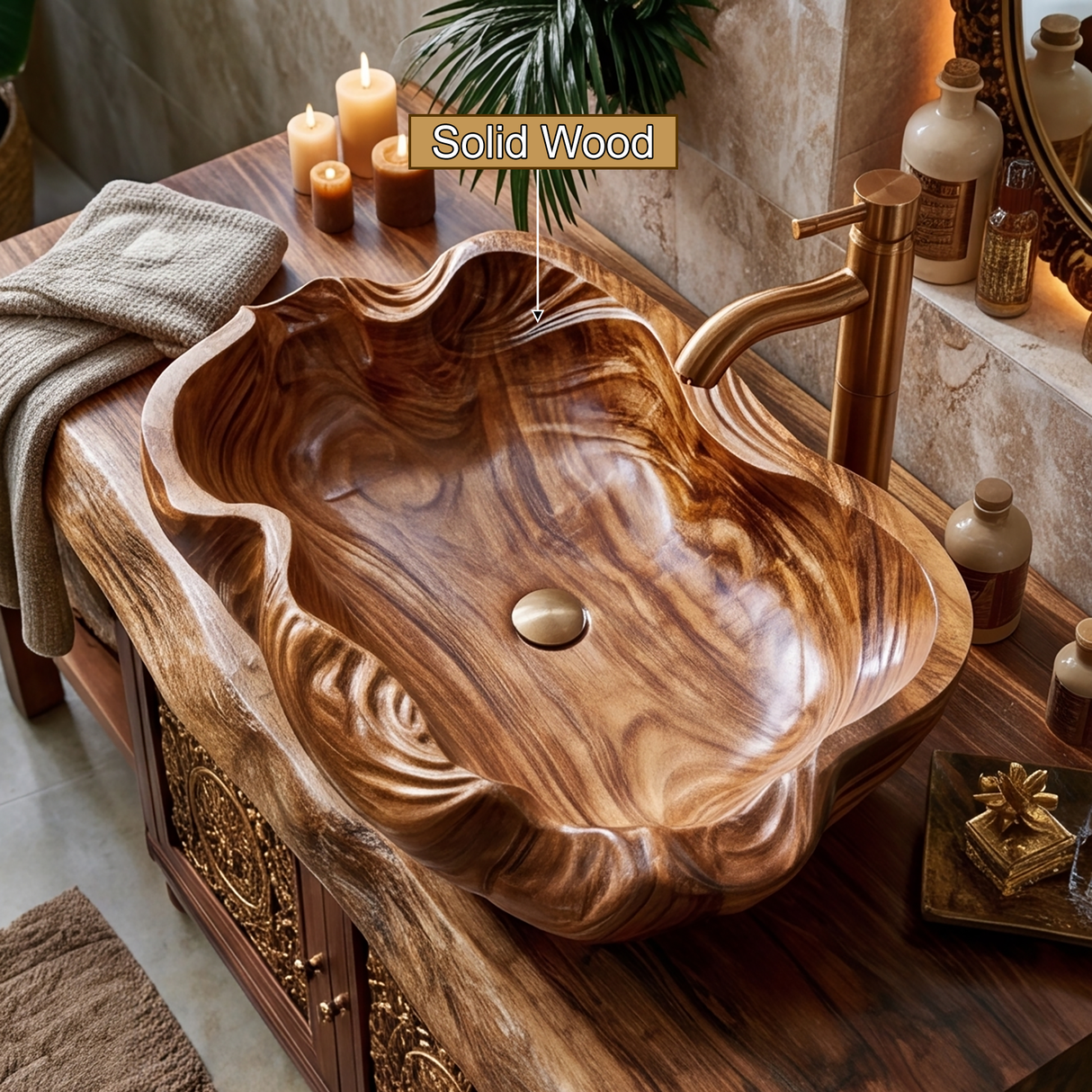 Tidecarve Handcrafted Solid Wood Vessel Sink - Timberustic Vessel Sinks