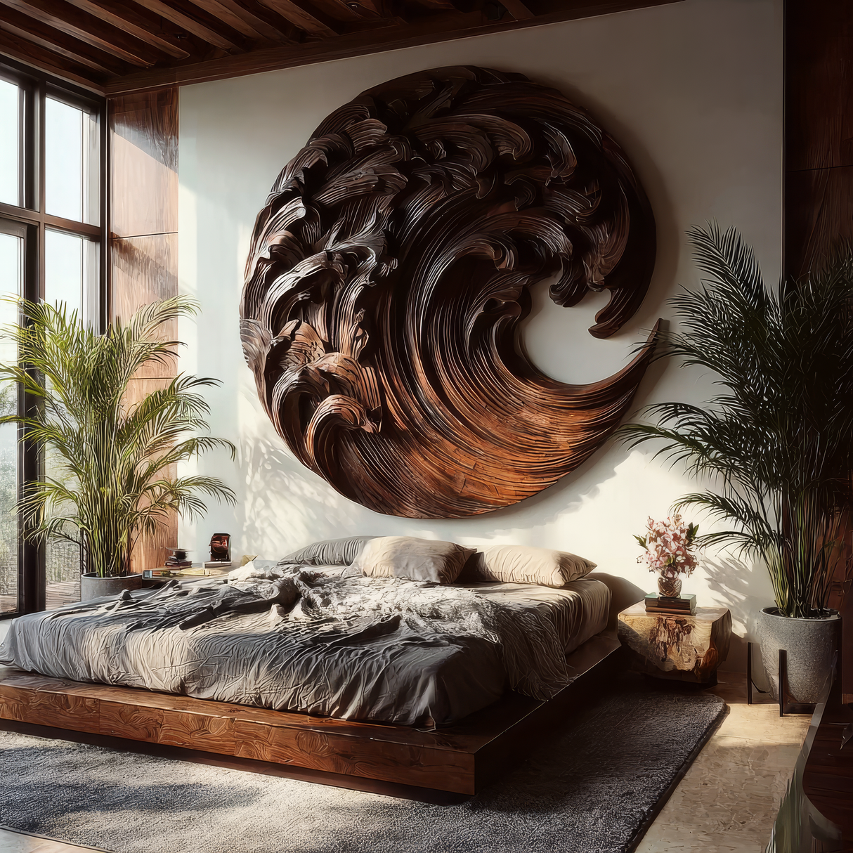 Tidecrest Sculpted Solid Wood Ocean Wave Wall Art