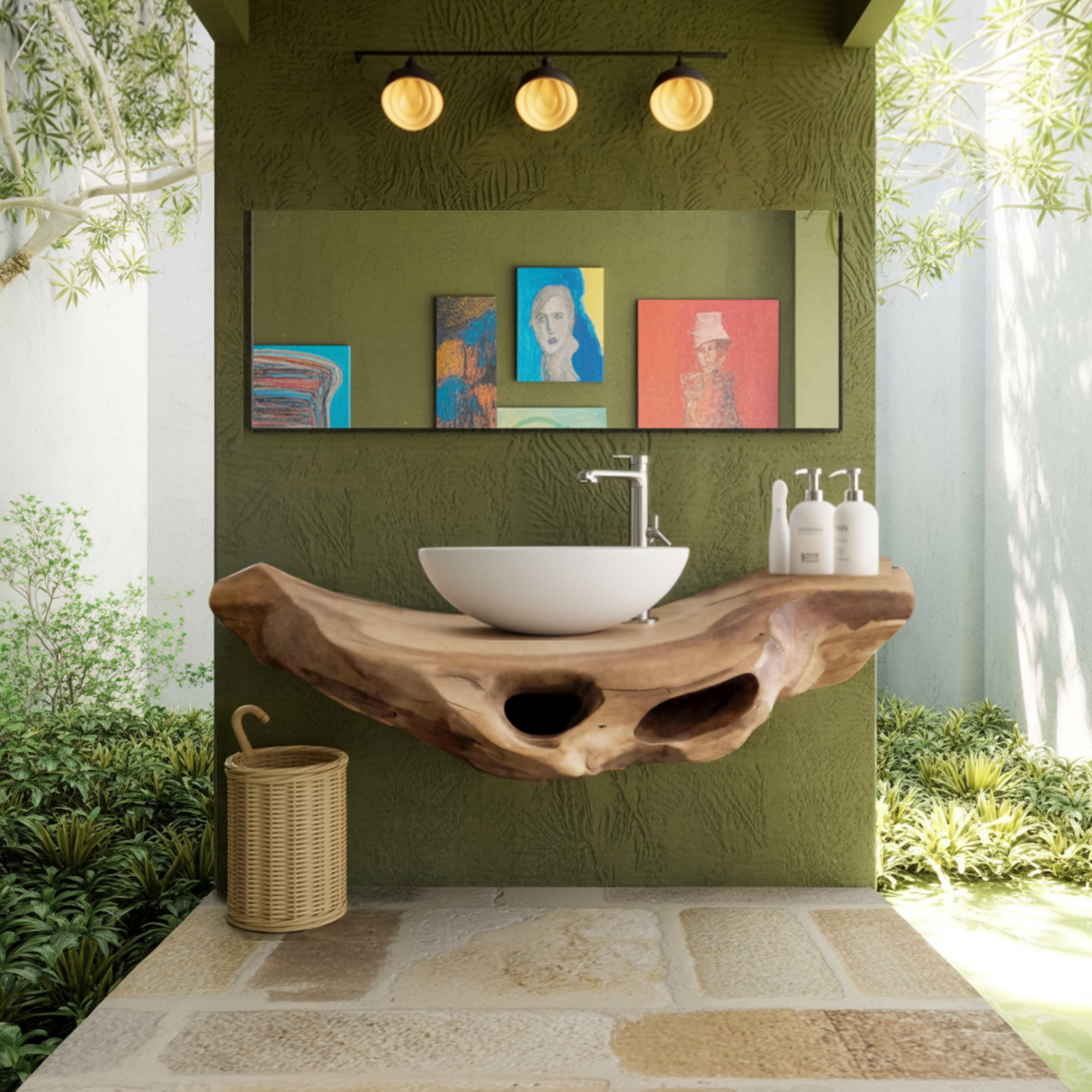 Tideform Organic Wood Floating Bathroom Vanity