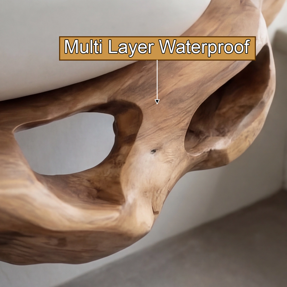 Tideform Organic Wood Floating Bathroom Vanity - Timberustic Floating Bathroom Vanity
