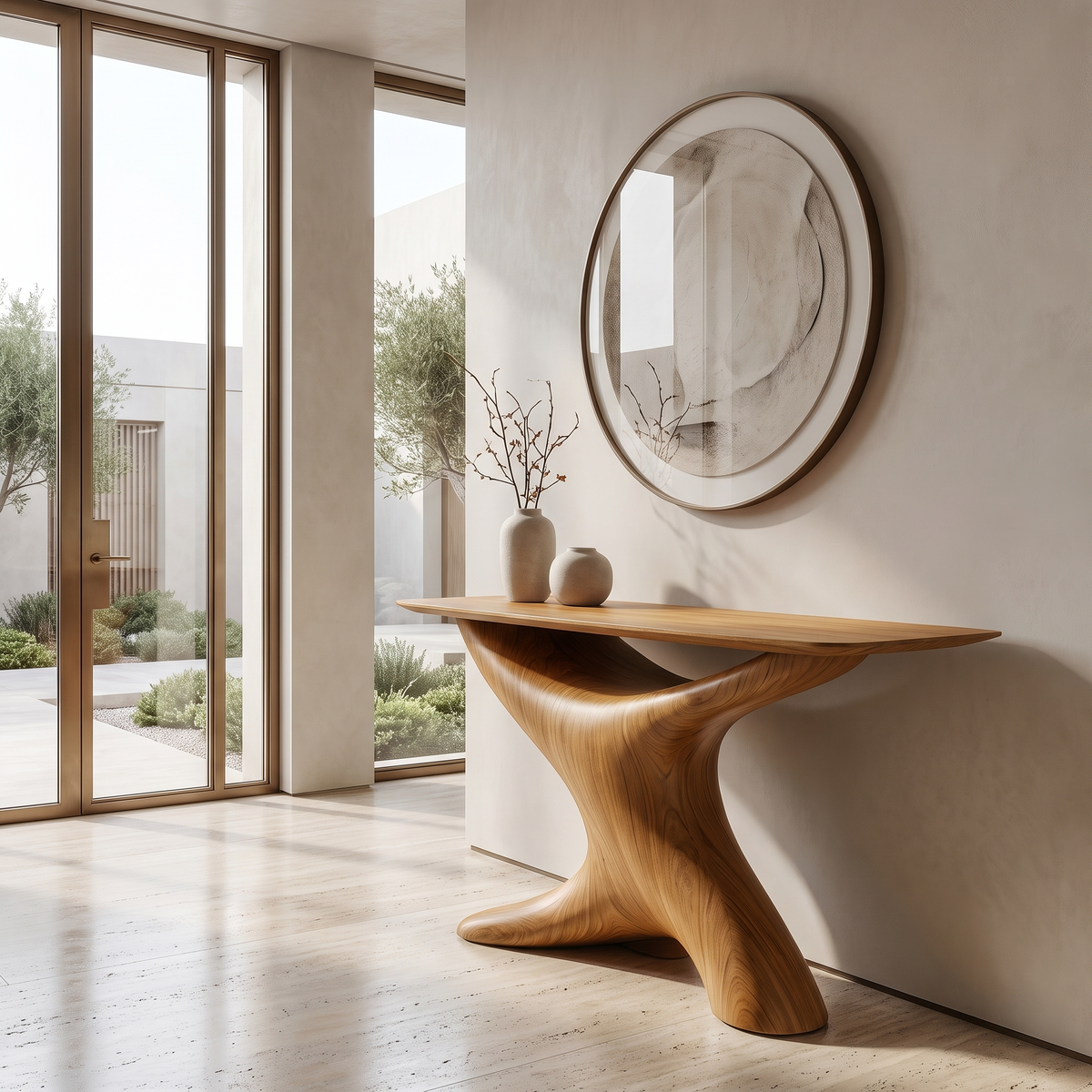Aurelith Sculpted Solid Wood Console Table Teak - Timberustic Console Table