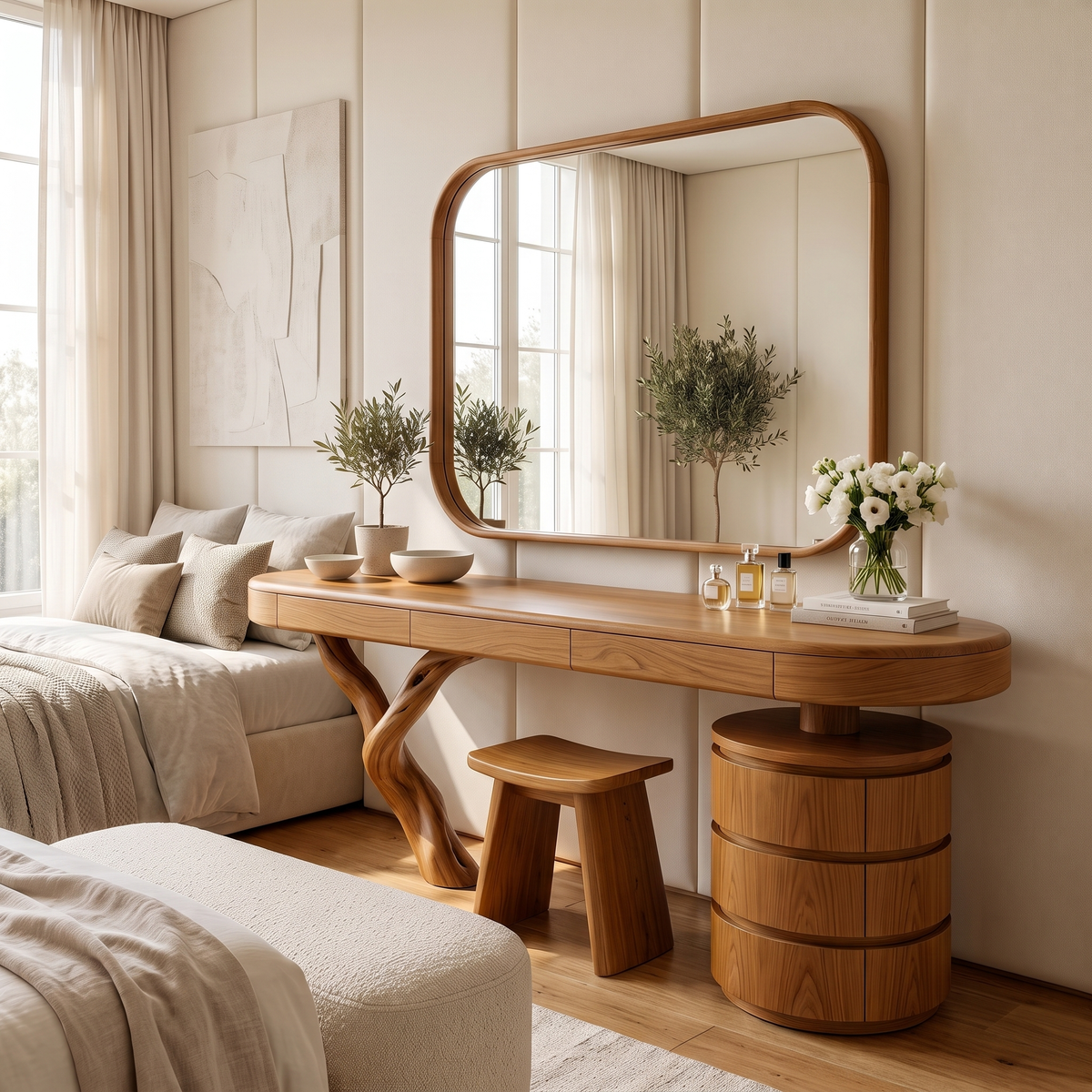 Aurellen Solid Wood Cosmetic Table Teak - Timberustic Cosmetic Table