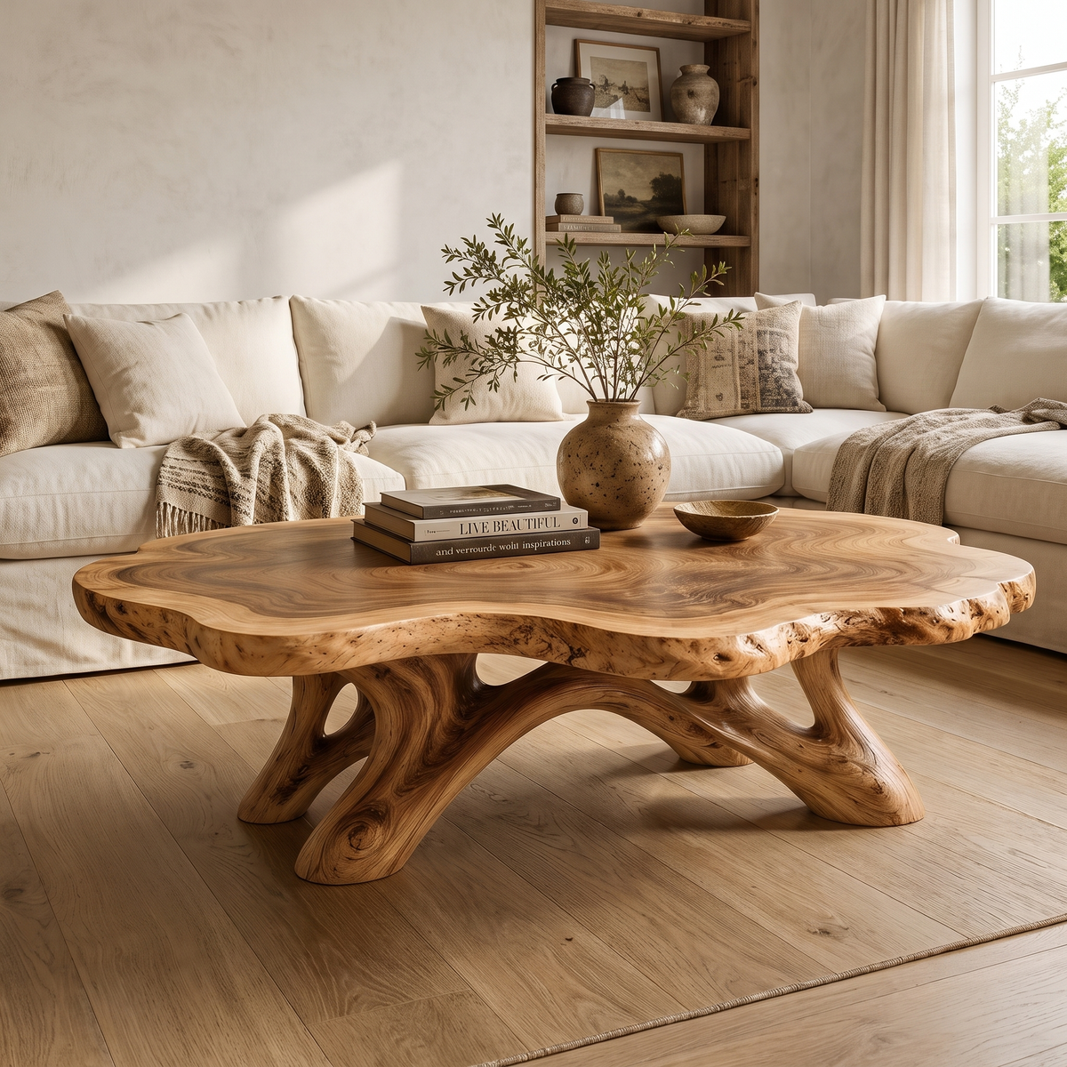 Aurevane Handcrafted Solid Wood Coffee Table Natural Oak - Timberustic Coffee Table