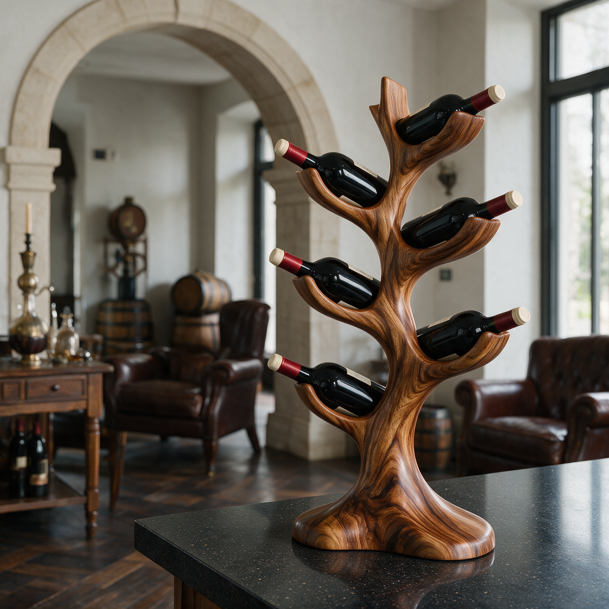 Aurevyn Sculpted Solid Wood Wine Rack Dark Walnut - Timberustic Wine Rack
