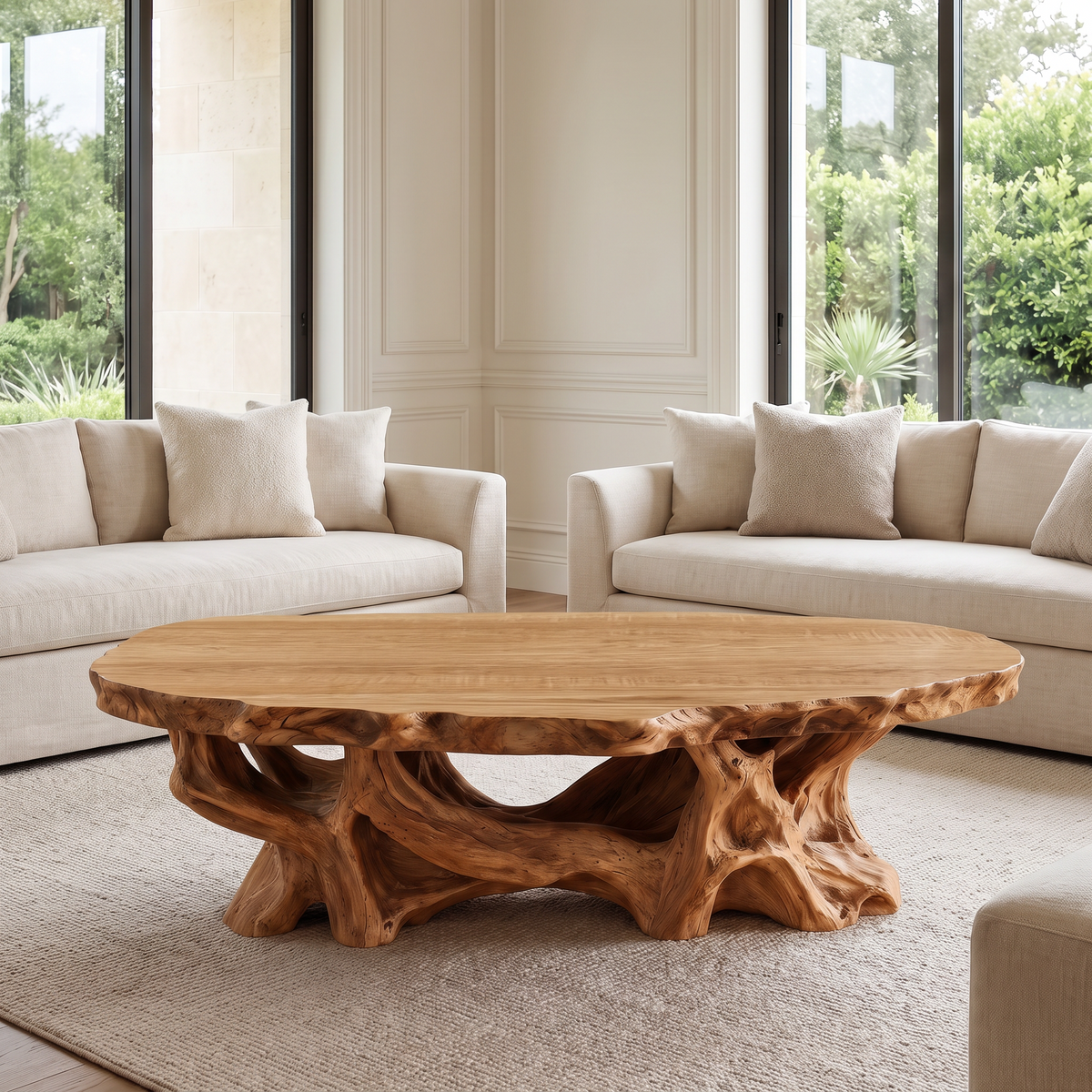 Averelle Handcrafted Solid Wood Coffee Table Natural Oak - Timberustic Coffee Table