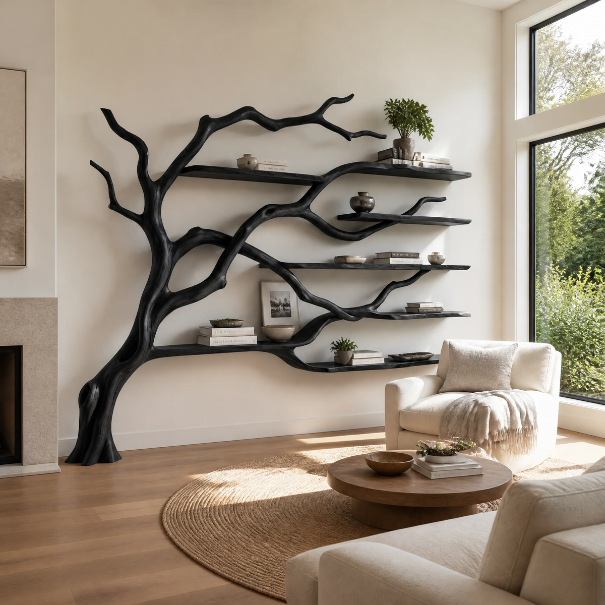 Branchmere Handcrafted Solid Wood Tree Bookshelf Black - Timberustic Tree Bookshelf