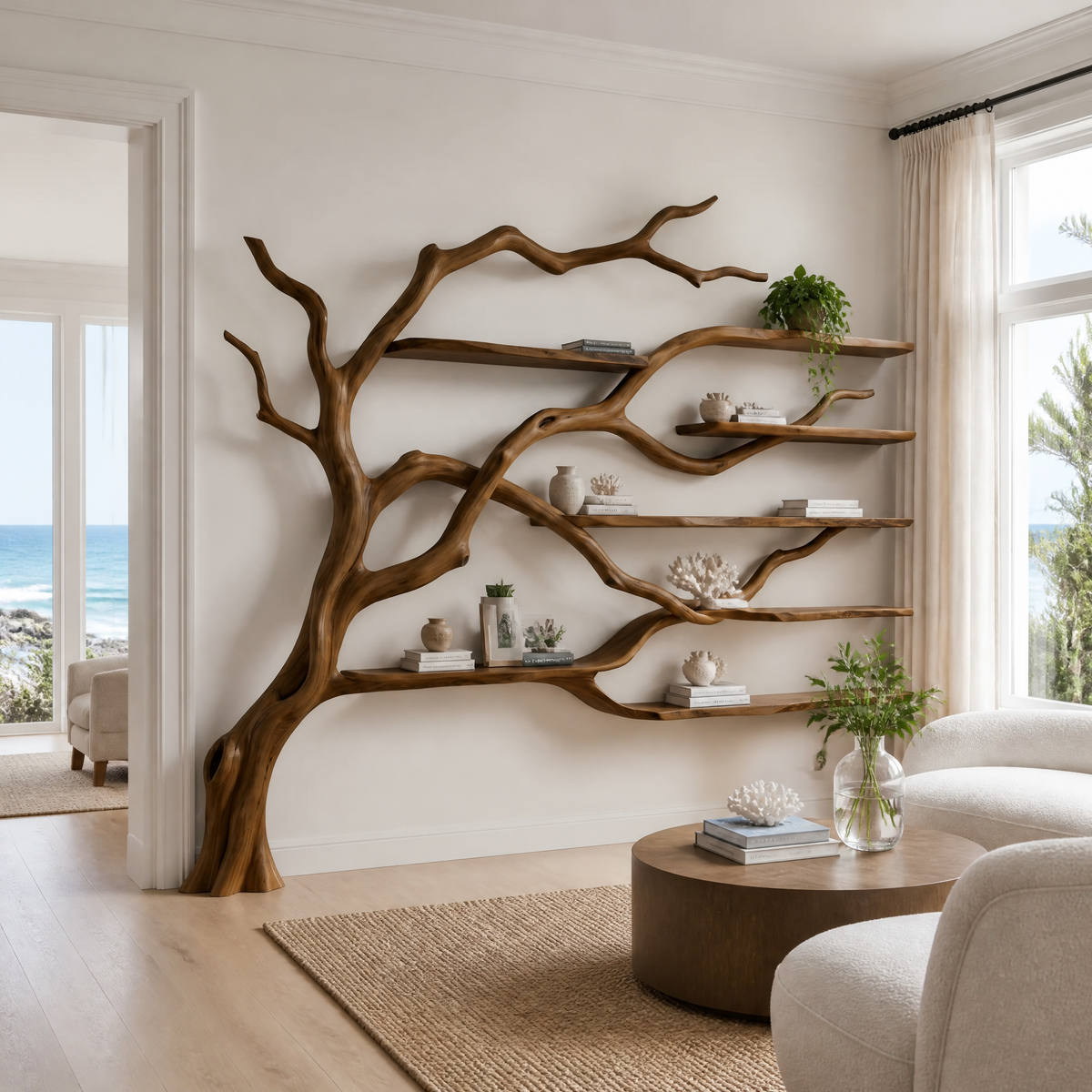 Branchmere Handcrafted Solid Wood Tree Bookshelf Brown - Timberustic Tree Bookshelf
