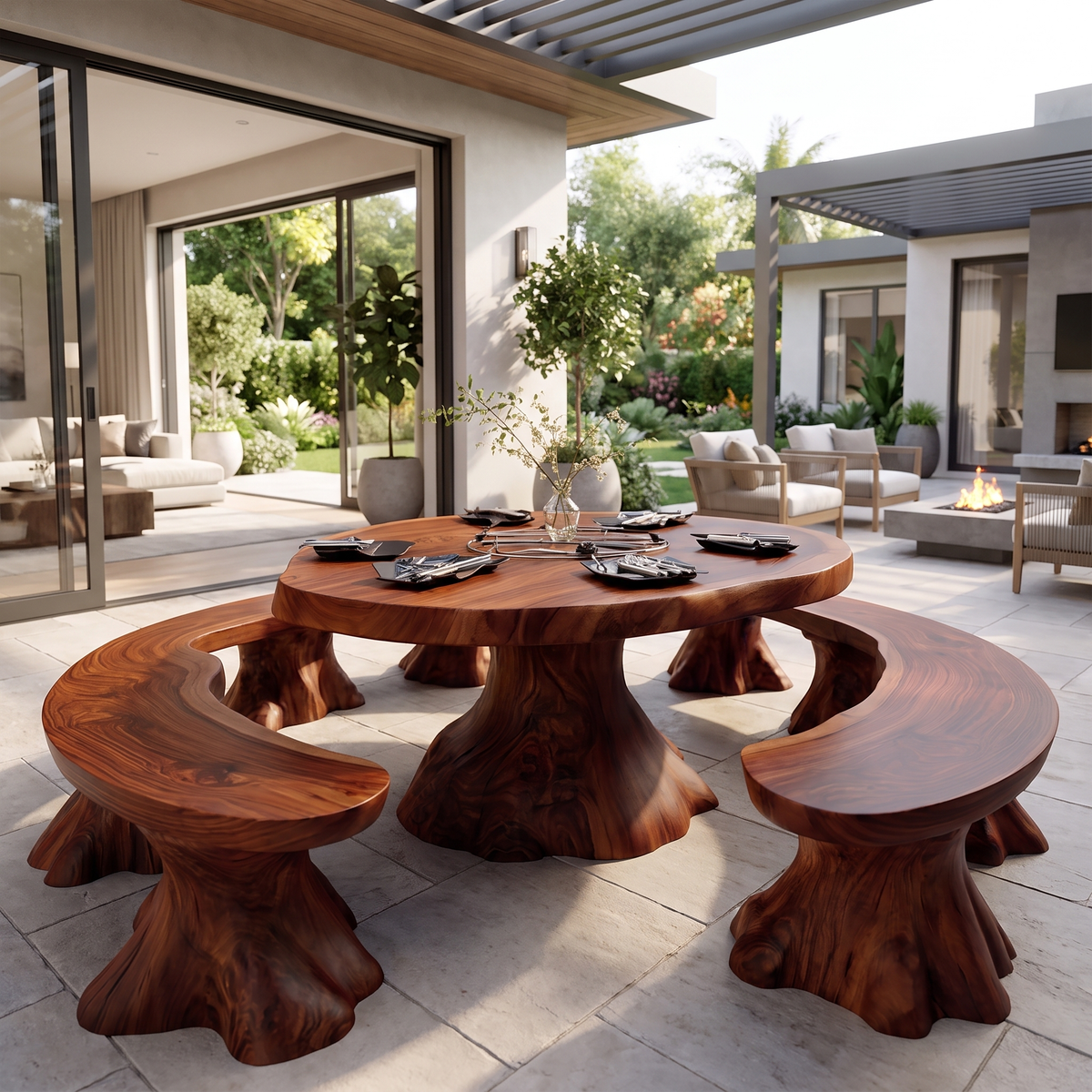 Bravora Handcrafted Solid Wood Outdoor Dining Table Mahogany - Timberustic Dining Table