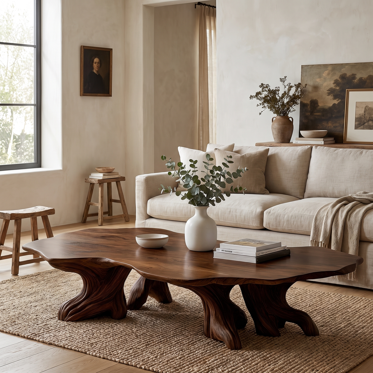 Caelith Live Edge Solid Wood Coffee Table — Dark Walnut