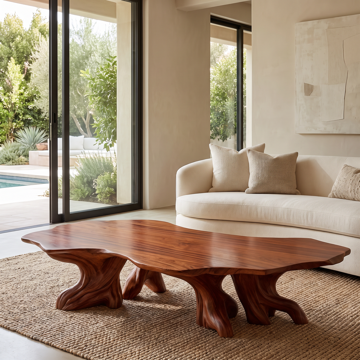 Caelith Live Edge Solid Wood Coffee Table — Mahogany