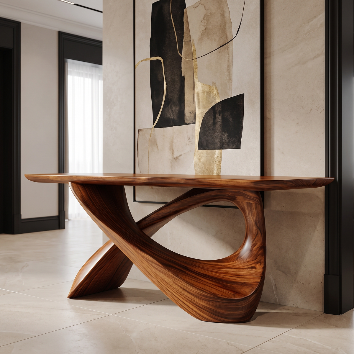 Dravoryn Sculpted Solid Wood Console Table Brown - Timberustic Console Table