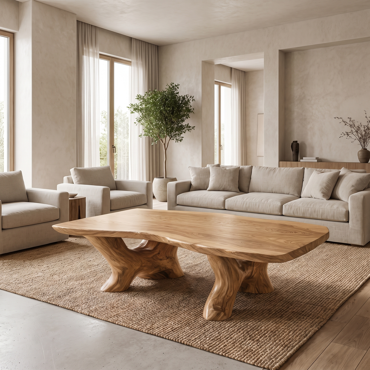 Elarwen Handcrafted Solid Wood Coffee Table Natural Oak - Timberustic Coffee Table