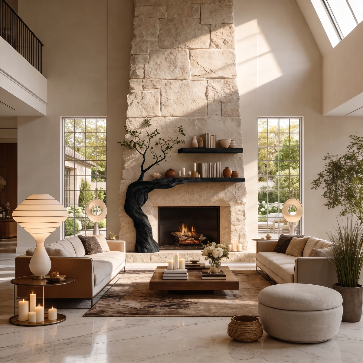 Eldervine Sculpted Solid Wood Tree-Shaped Fireplace Mantel with Display Shelves Black - Timberustic Tree-Shaped Fireplace Mantel with Display Shelves