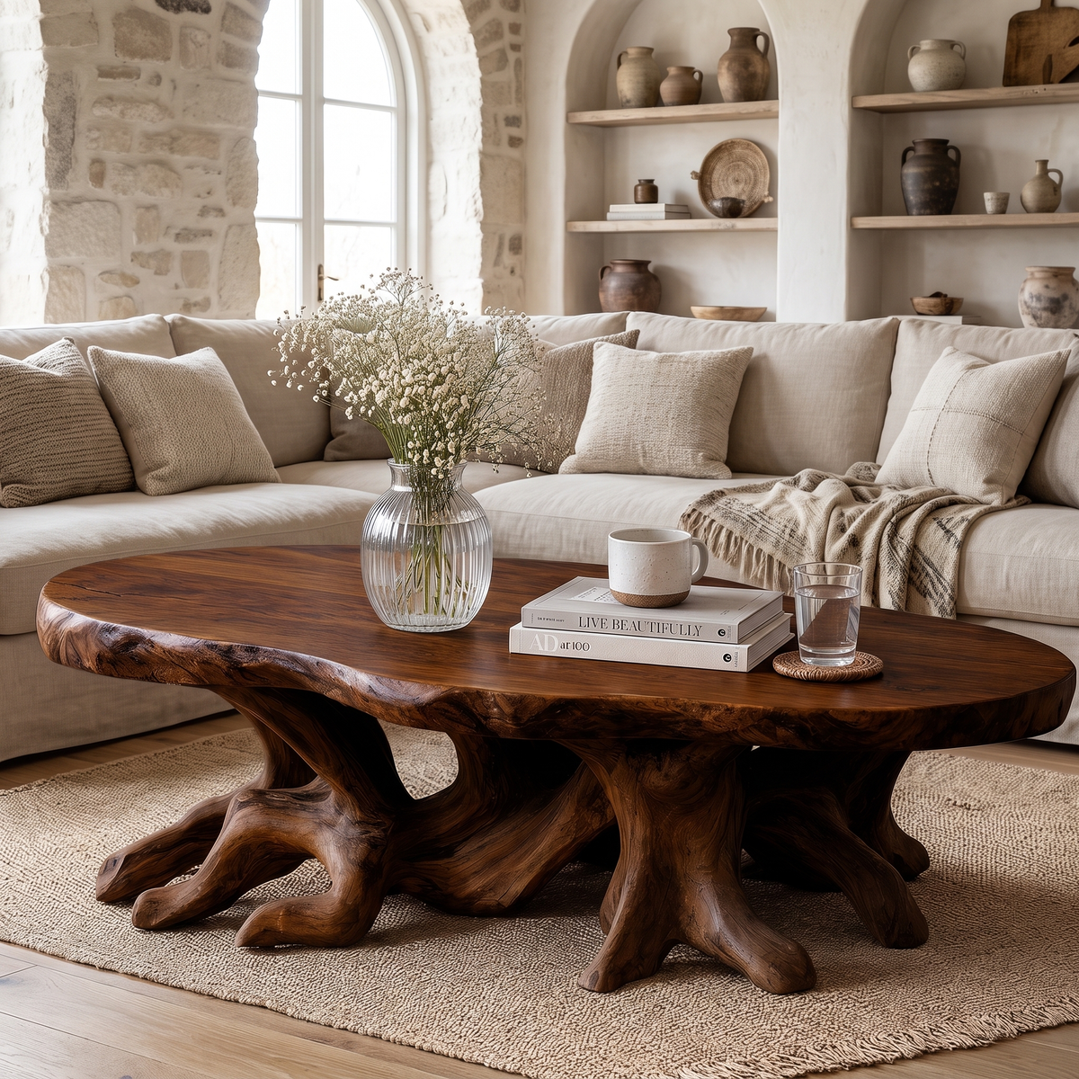 Elvaris Handcrafted Solid Wood Coffee Table Dark Walnut - Timberustic Coffee Table