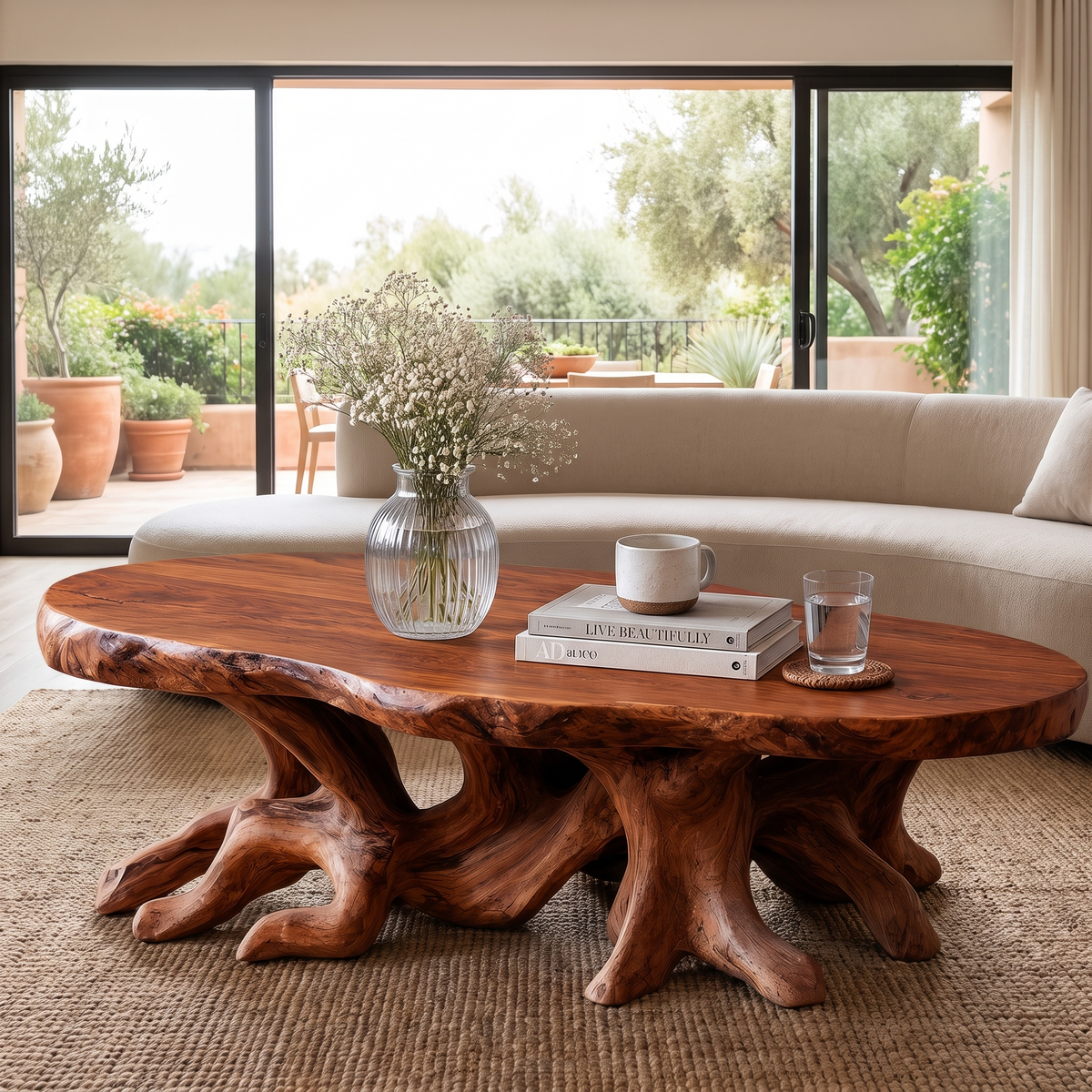 Elvaris Handcrafted Solid Wood Coffee Table Mahogany - Timberustic Coffee Table