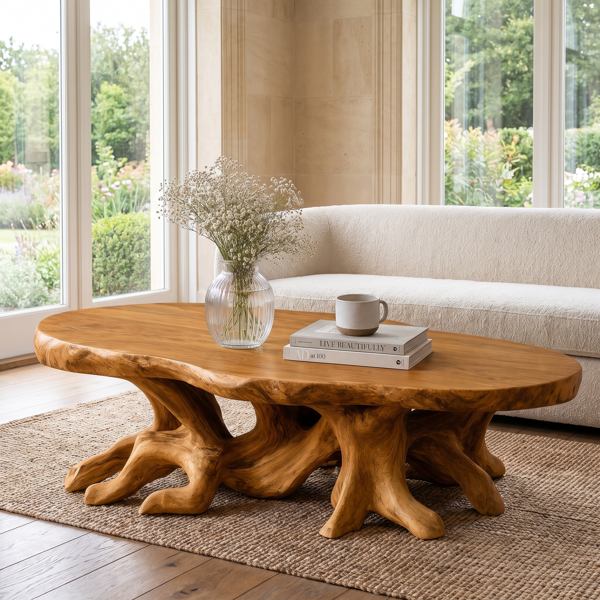 Elvaris Handcrafted Solid Wood Coffee Table Teak - Timberustic Coffee Table