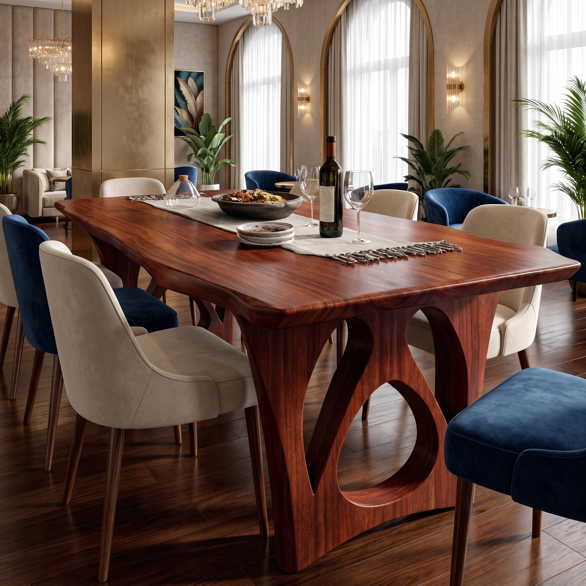 Elyndor Live Edge Solid Wood Dining Table Mahogany - Timberustic Dining Table