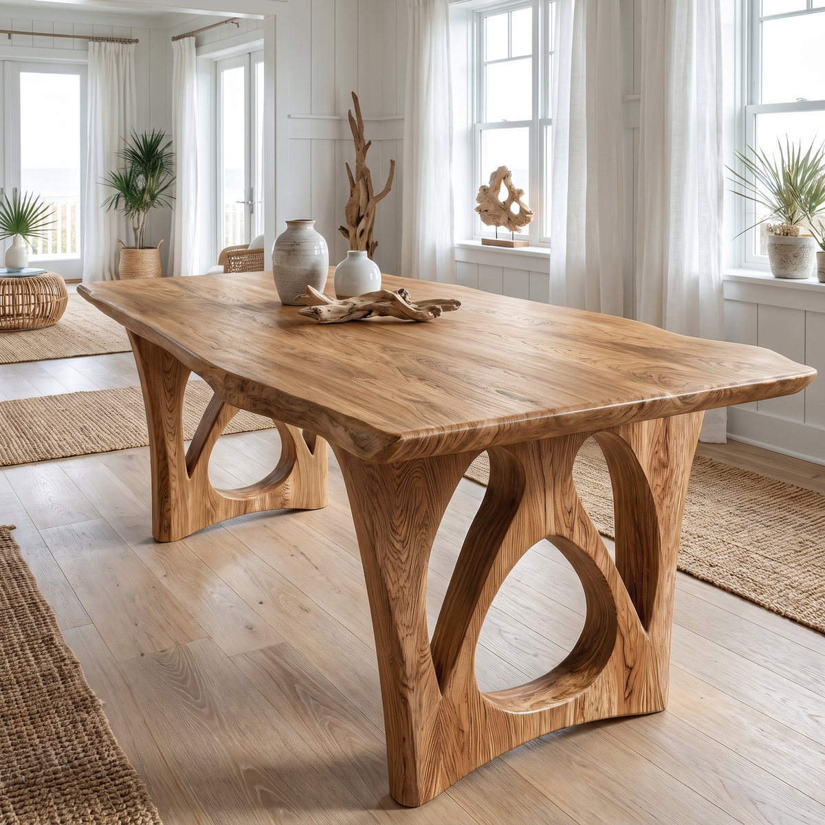 Elyndor Live Edge Solid Wood Dining Table Natural Oak - Timberustic Dining Table