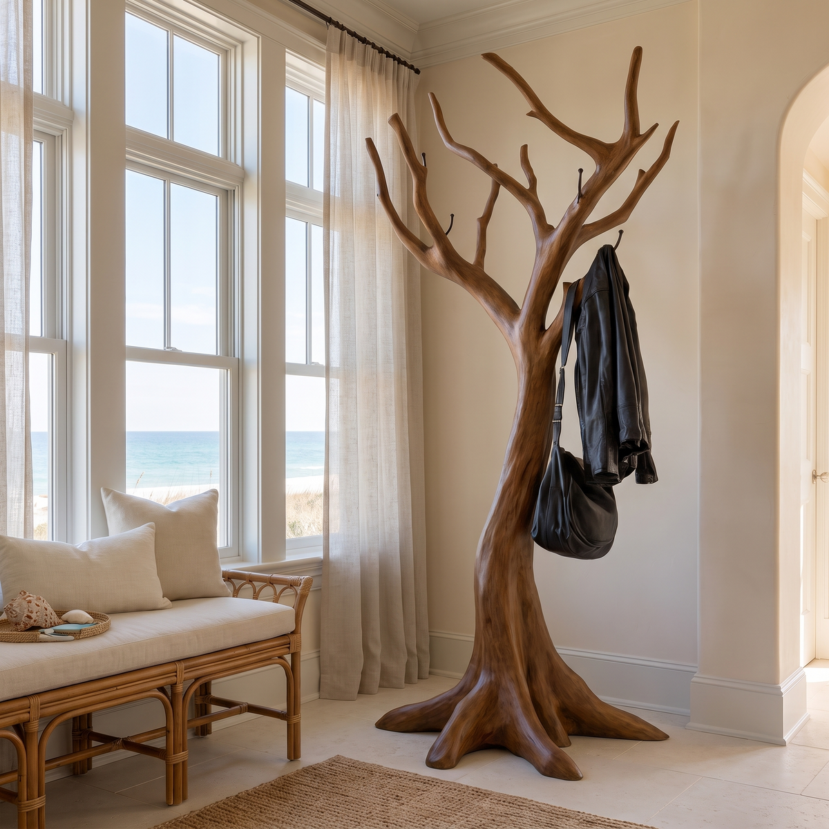 Frosthaven Sculpted Solid Wood Tree Coat Rack Brown - Timberustic Tree Coat Rack