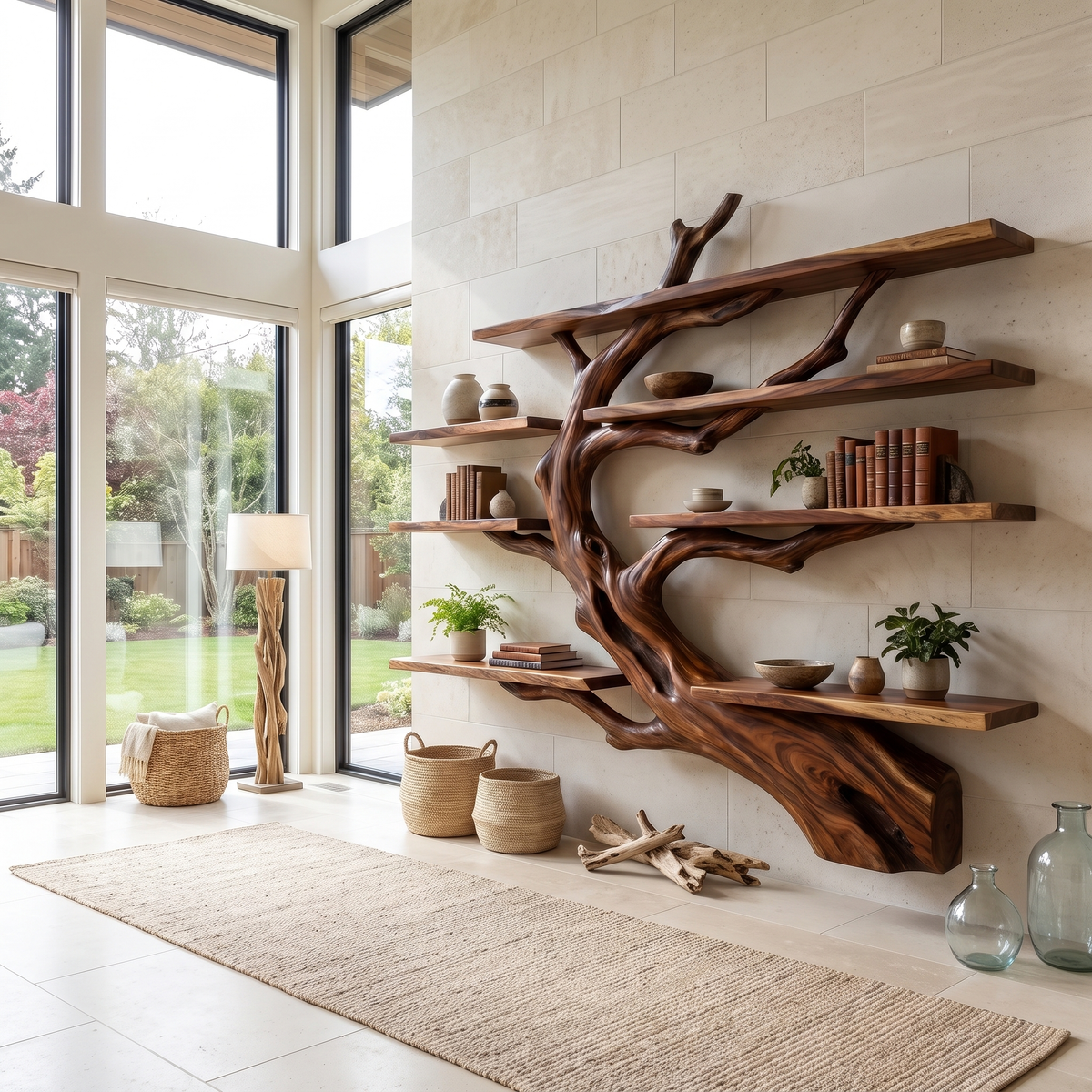 Ironbark Handcrafted Solid Wood Floating Tree Bookshelf Brown - Timberustic Floating Tree Bookshelf
