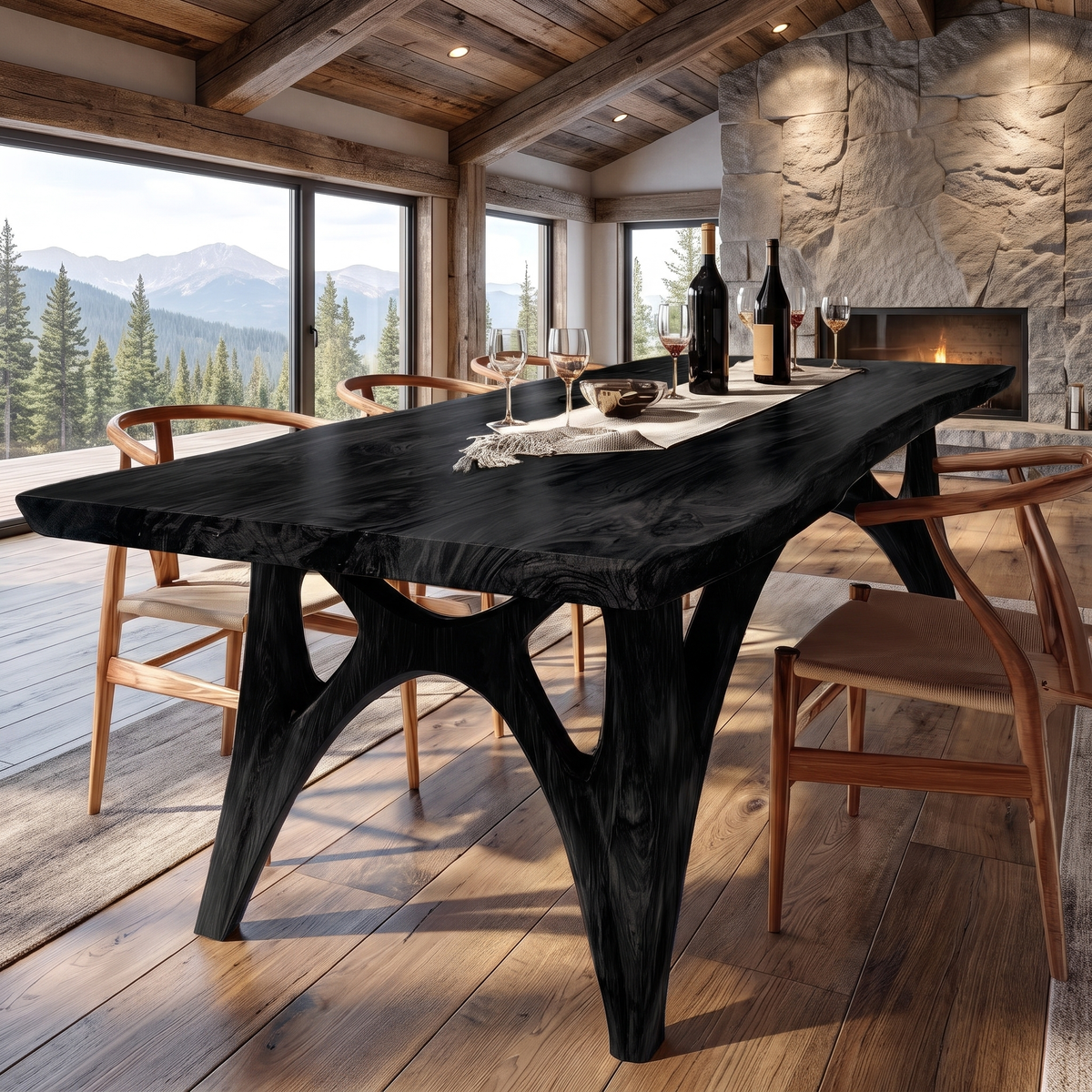 Kaelith Live Edge Solid Wood Dining Table Black - Timberustic Dining Table