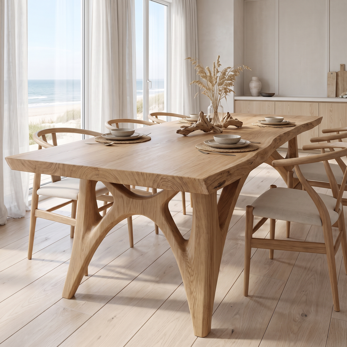 Kaelith Live Edge Solid Wood Dining Table Natural Oak - Timberustic Dining Table