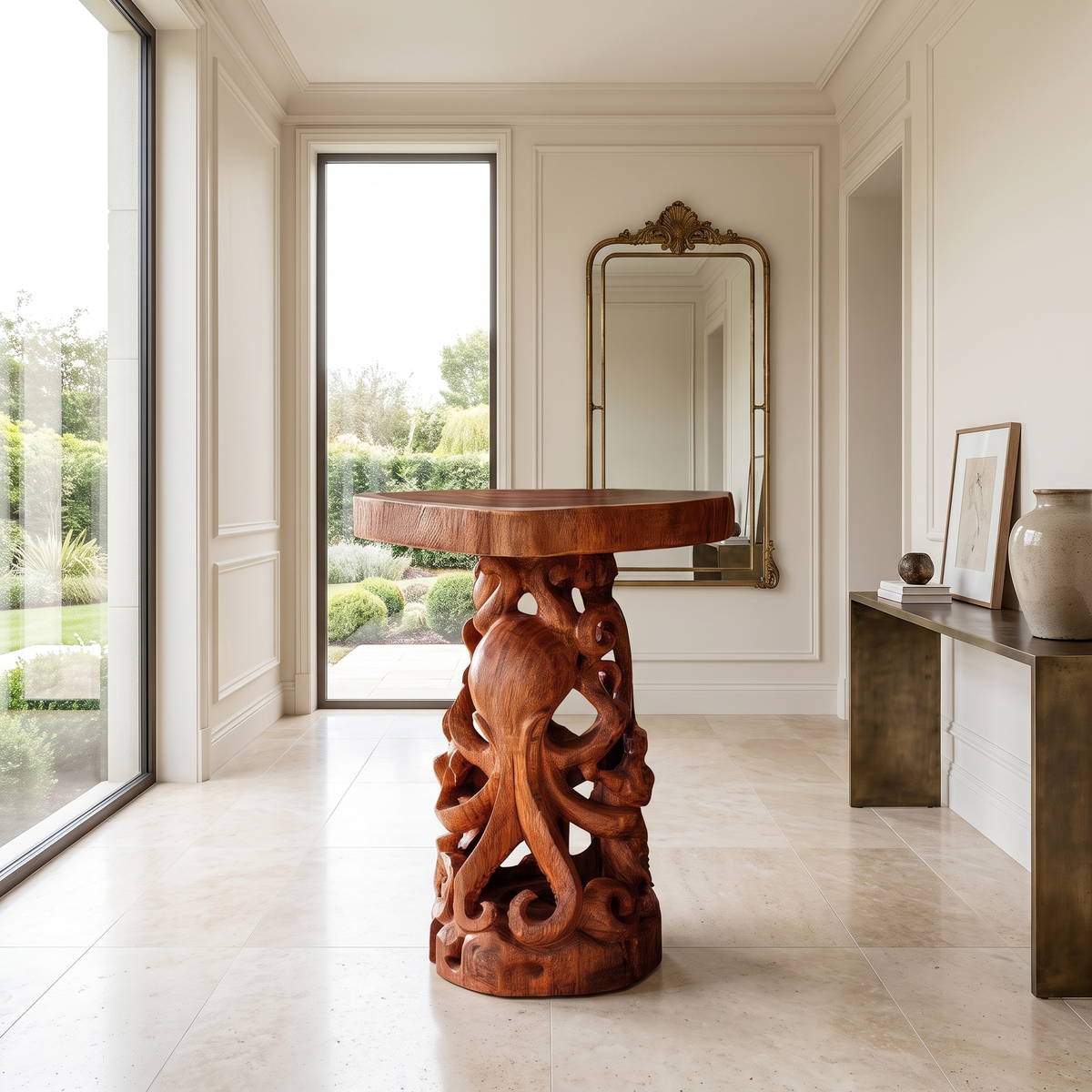 Nythorin Handcrafted Octopus Pedestal Stand Mahogany - Timberustic Pedestal Stand