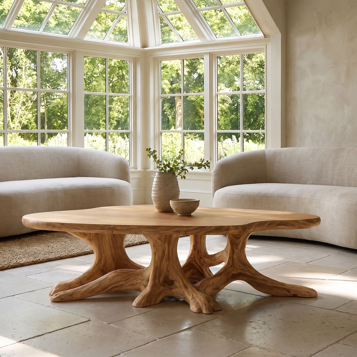 Olivareth Handcrafted Solid Wood Coffee Table Natural Oak - Timberustic Coffee Table