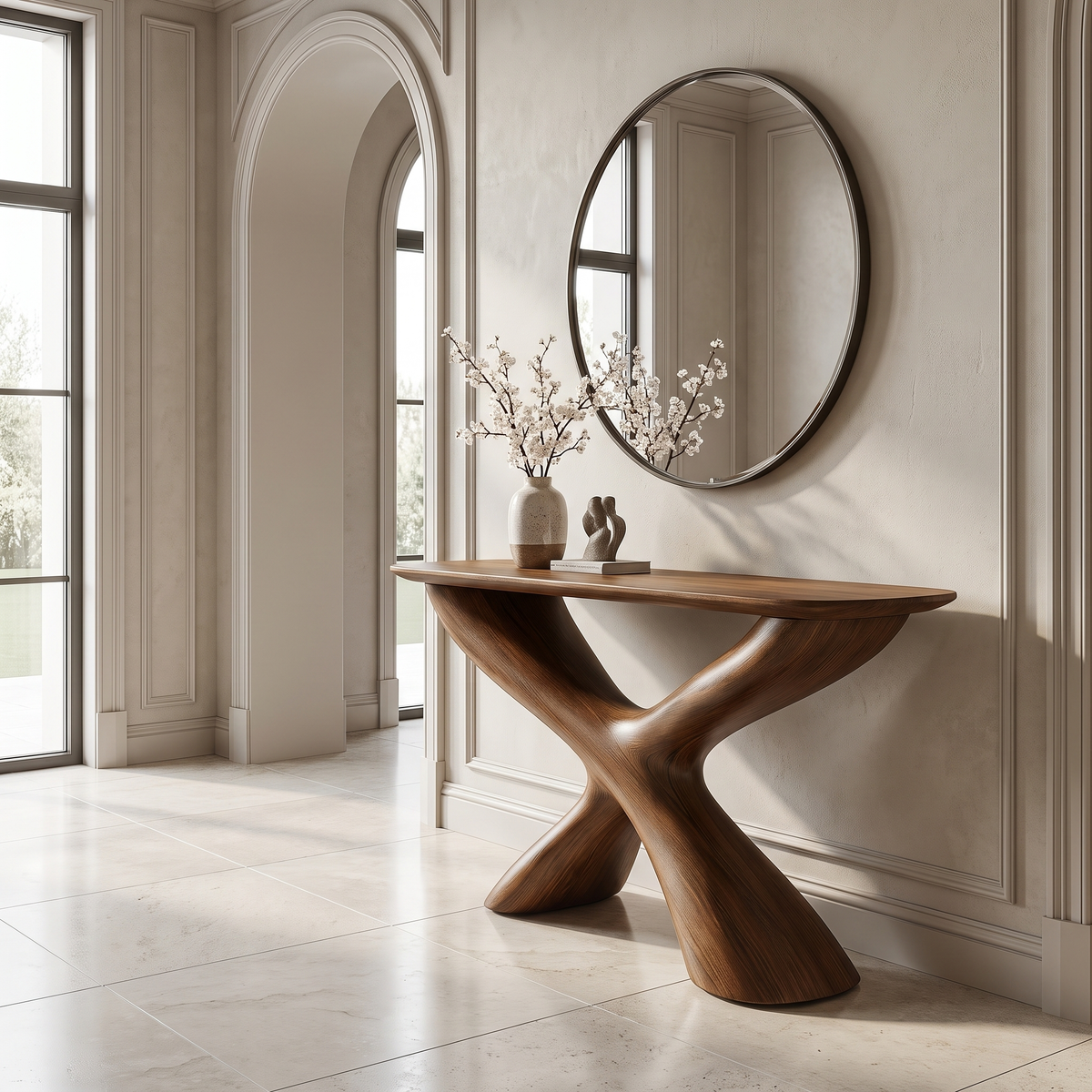 Orivane Sculpted Solid Wood Console Table Brown - Timberustic Console Table