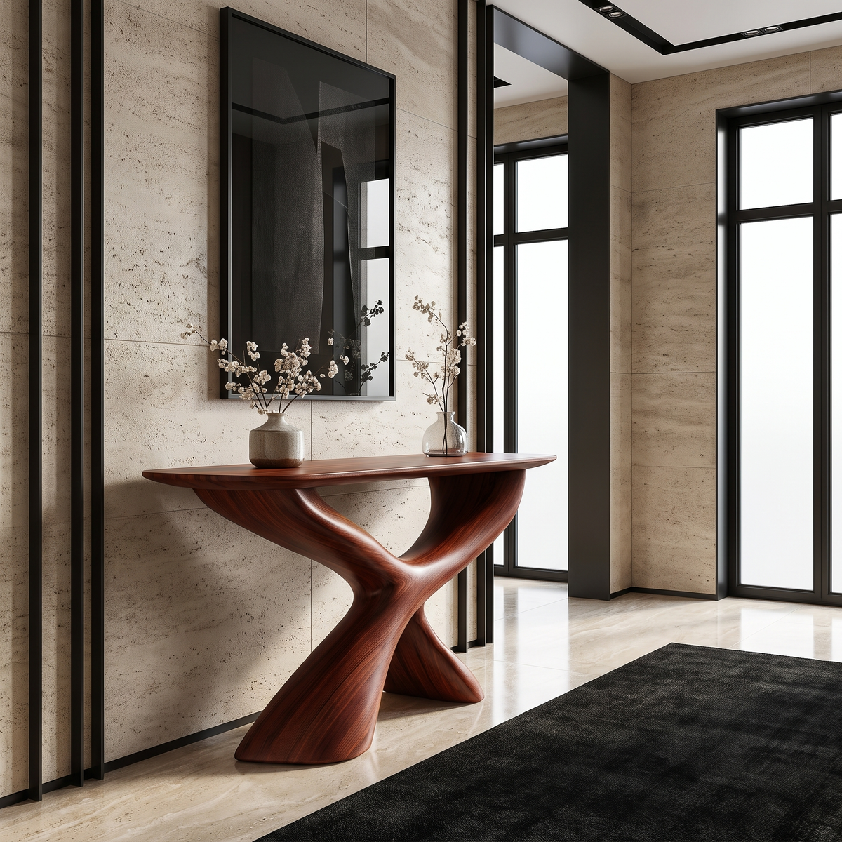 Orivane Sculpted Solid Wood Console Table Mahogany - Timberustic Console Table