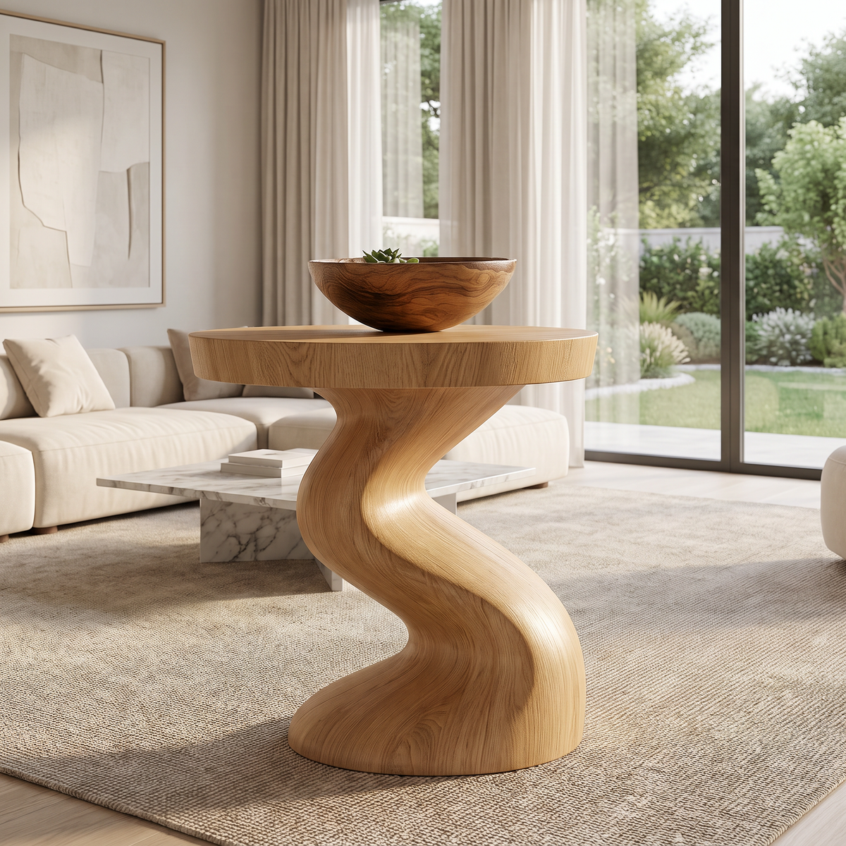Seravon Handcrafted Solid Wood Side Table SPA825813 — Natural Oak