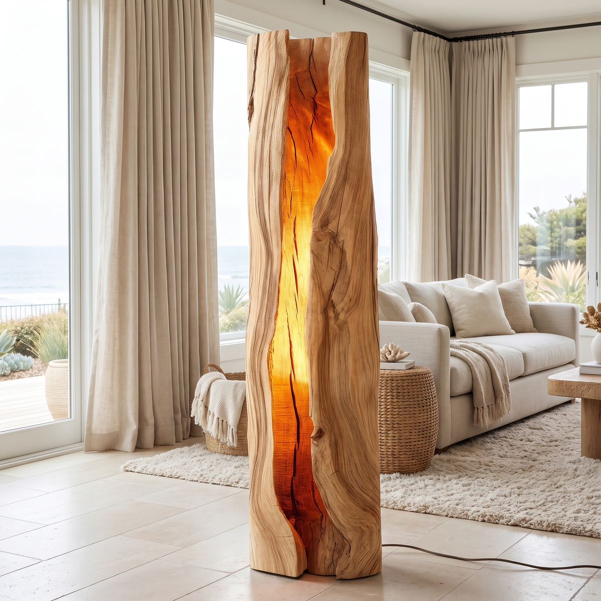 Solvaryn Sculpted Live Edge Integrated LED Wood Floor Lamp Natural Oak - Timberustic Floor Lamp